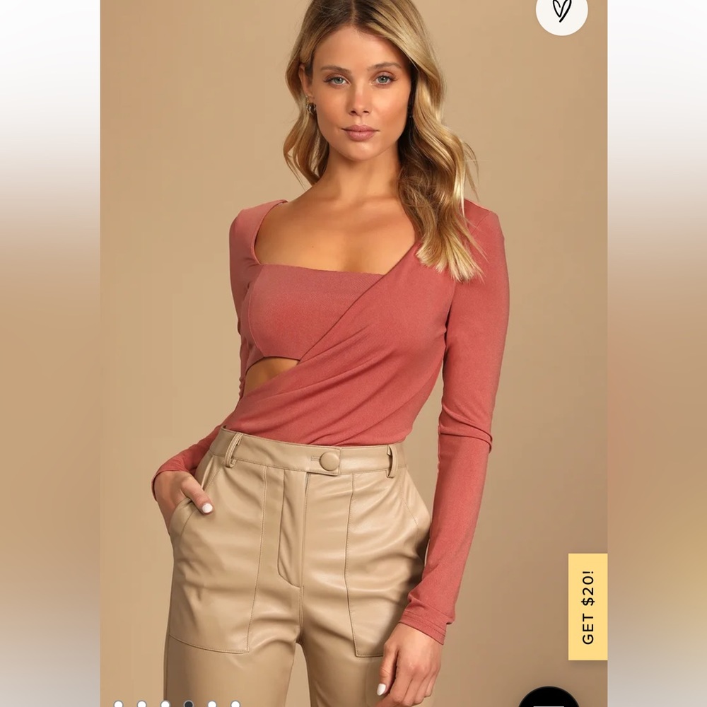 lulus mauve cutout bodysuit - xs